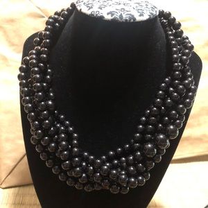 🦉Black Beaded Stone Necklace